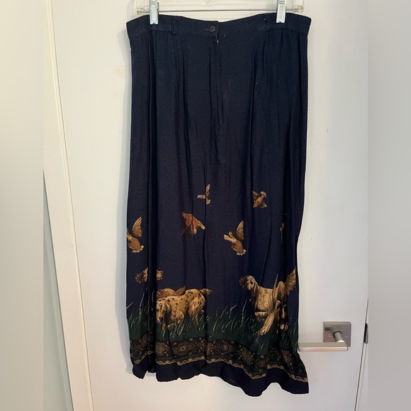 Whimsical Rayon Navy Blue Skirt with Hunting Dog Print 32” Waist - Picture 5 of 8